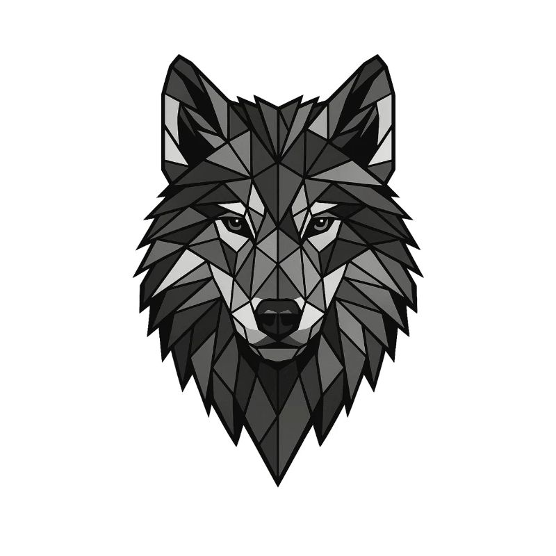 Geometrischer Wolfenkopf Grau