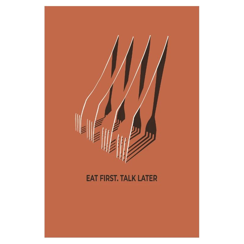 Eat First Talk Later – Kitchen Poster Terracott