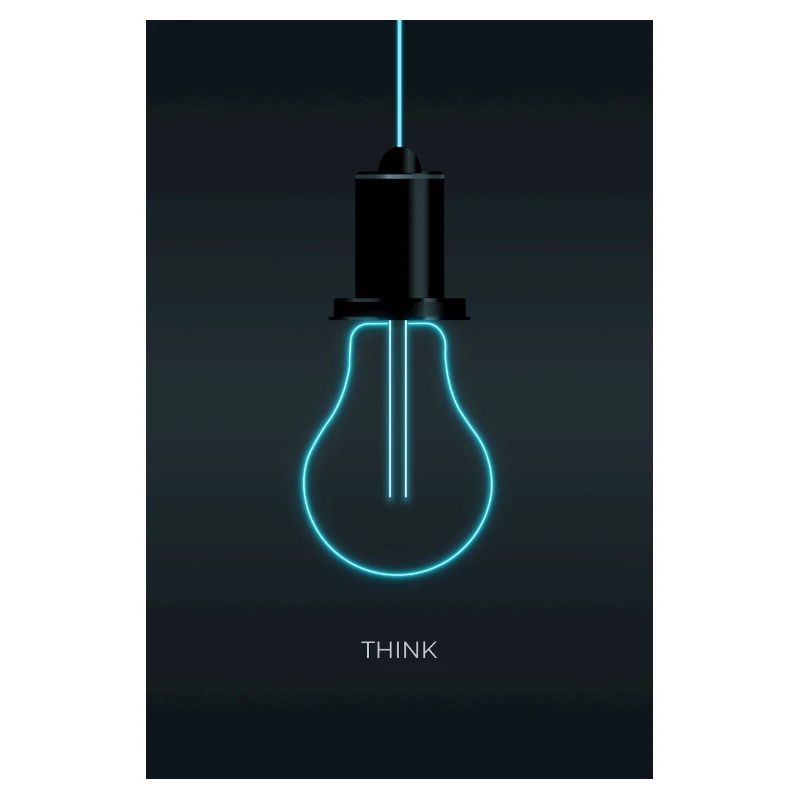Think – Idea creativa al neon in blu elettrico