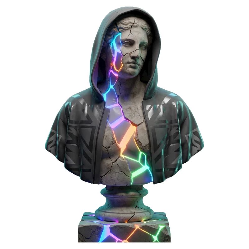 Neon Cracks Pullover Hoodie Statue