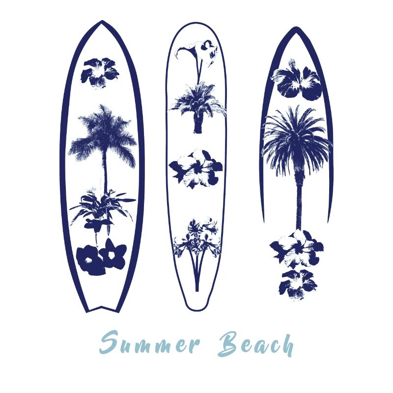 Palmiers de planche de surf, Fleur d’hibiscus, Fleur du Paradis