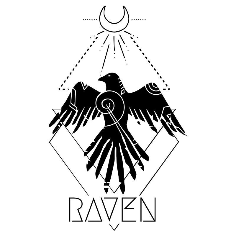 Raven Tattoo Design Moon Triangle