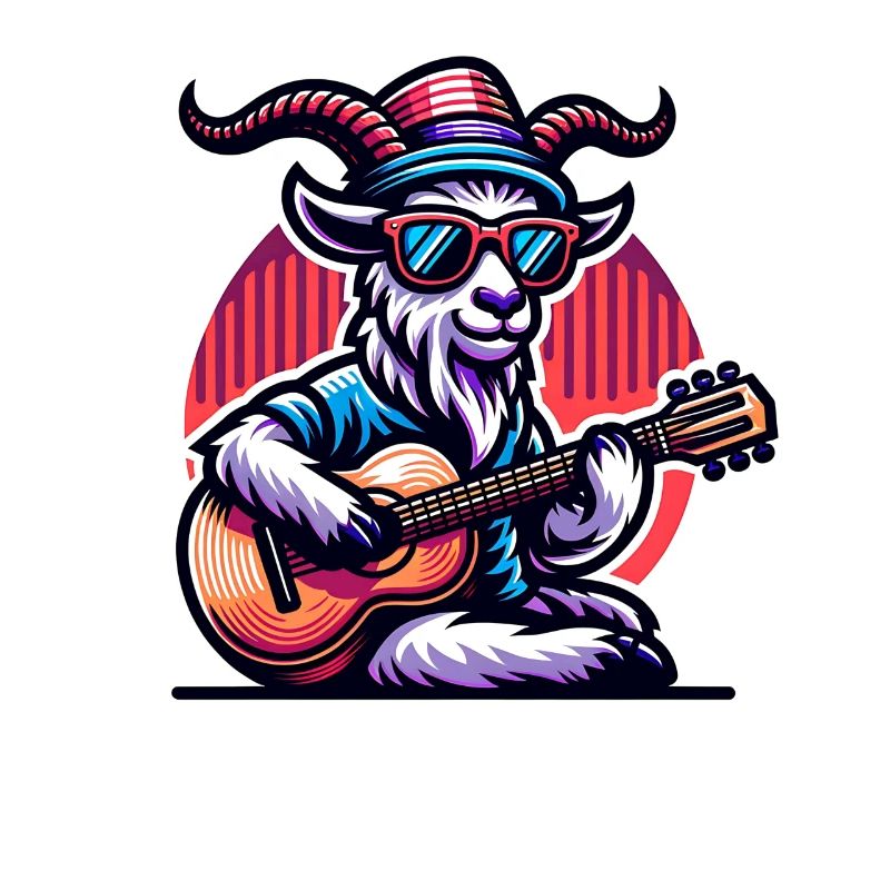 Chèvre Cool Jouant De La Guitare Dans La Conception De Bande