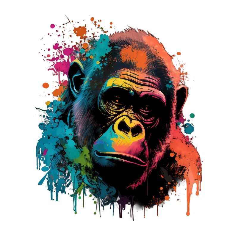 Colorful Gorilla Splash Art Expression