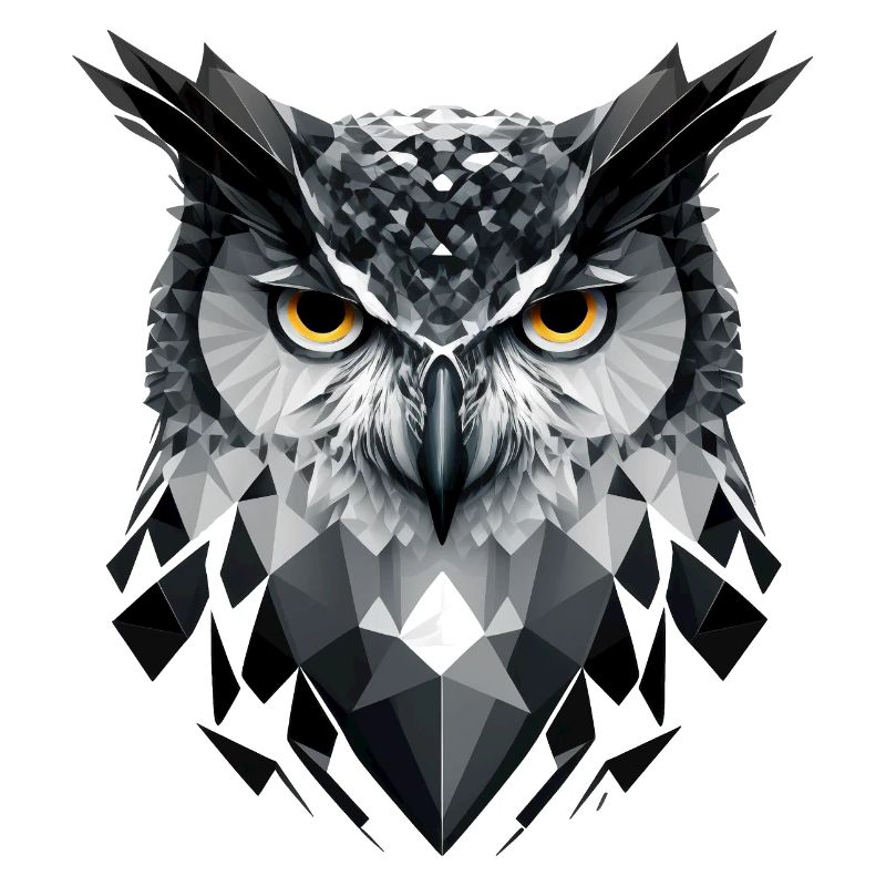 Polygon-Eule in Schwarz-Weiß – Vogelkunst