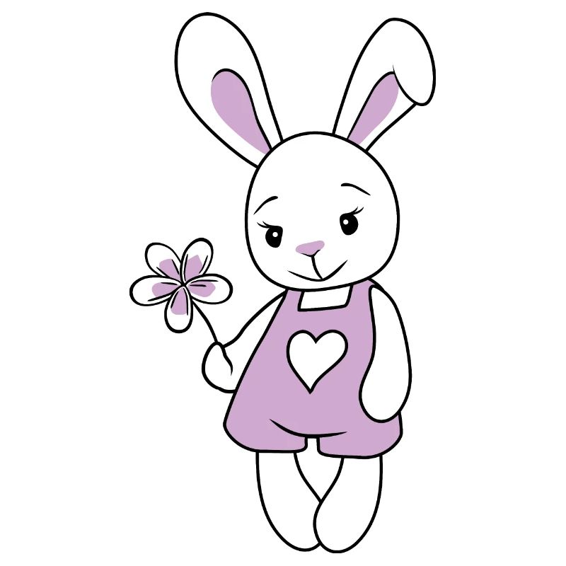 Lapin mignon de dessin animé avec une fleur