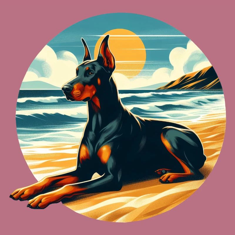 Dobermann am Strand
