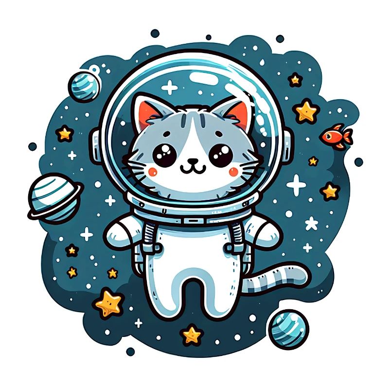 Petit chat mignon comme astronaute astronaute