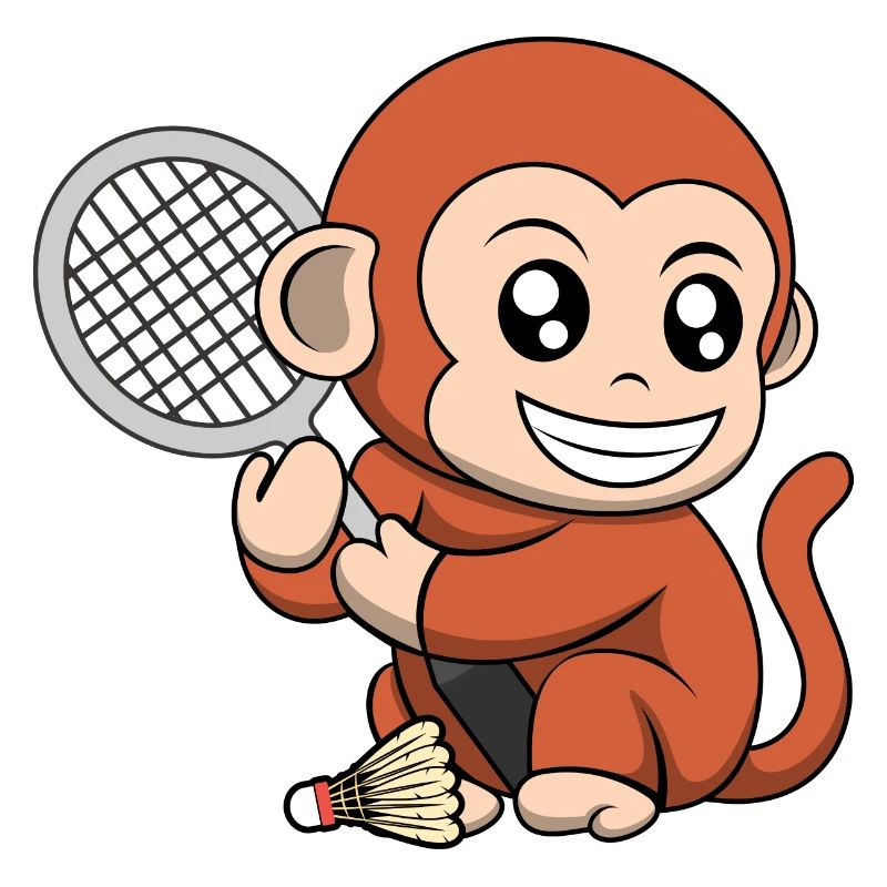Badminton Racket Cute Monkey Hobby Sports