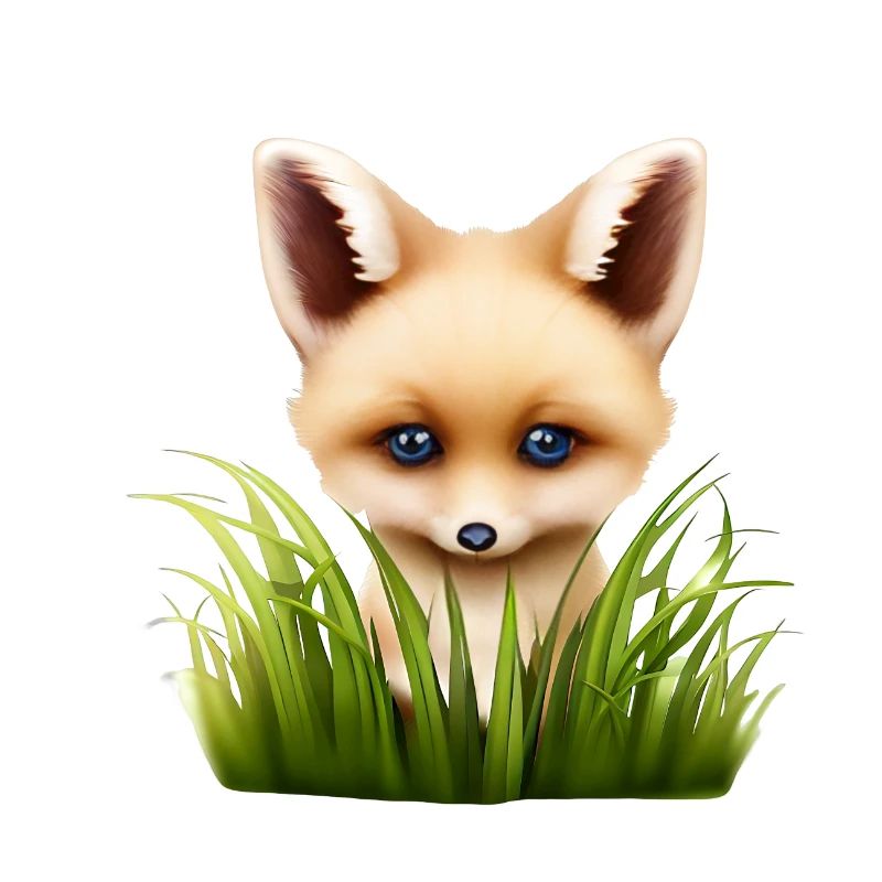 Petit renard caché dans l’herbe