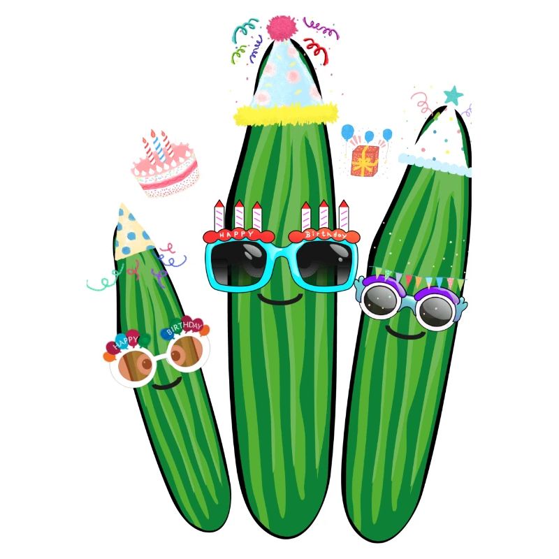 Anniversaire, concombres, concombre, trio, célébration