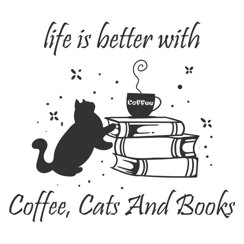 Bücher lesen, Katzen und Kaffee Ironic Kitty