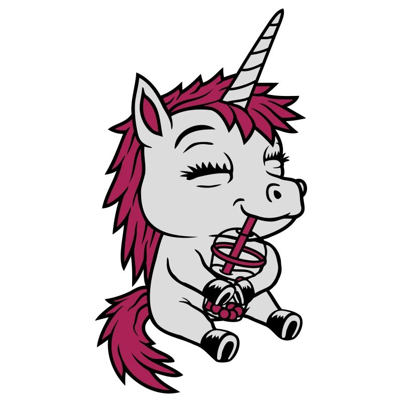 Boba Tea Drinking Unicorn
