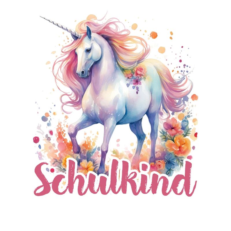 Einhorn Blumen Schulkind Einschulung 2023