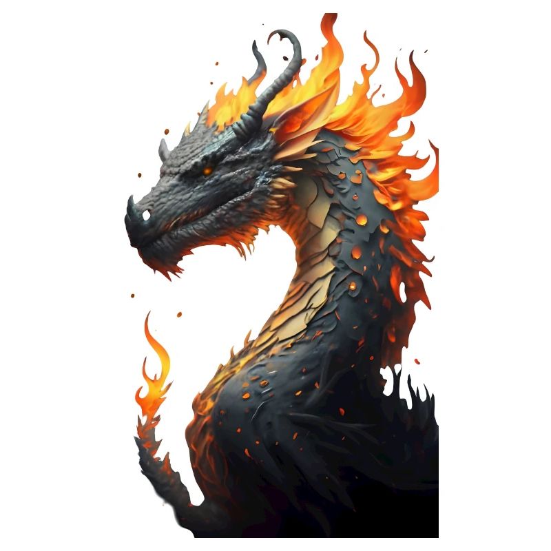 Tête de dragon avec du feu