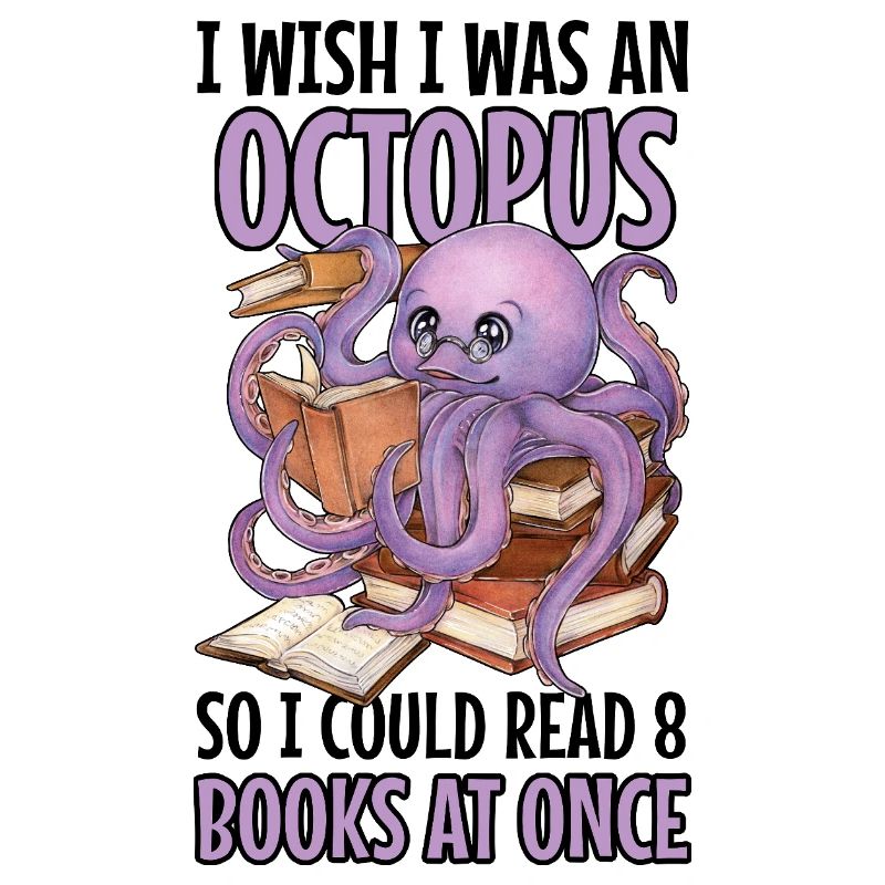 Reading Octopus in Stack of Books Book Gift