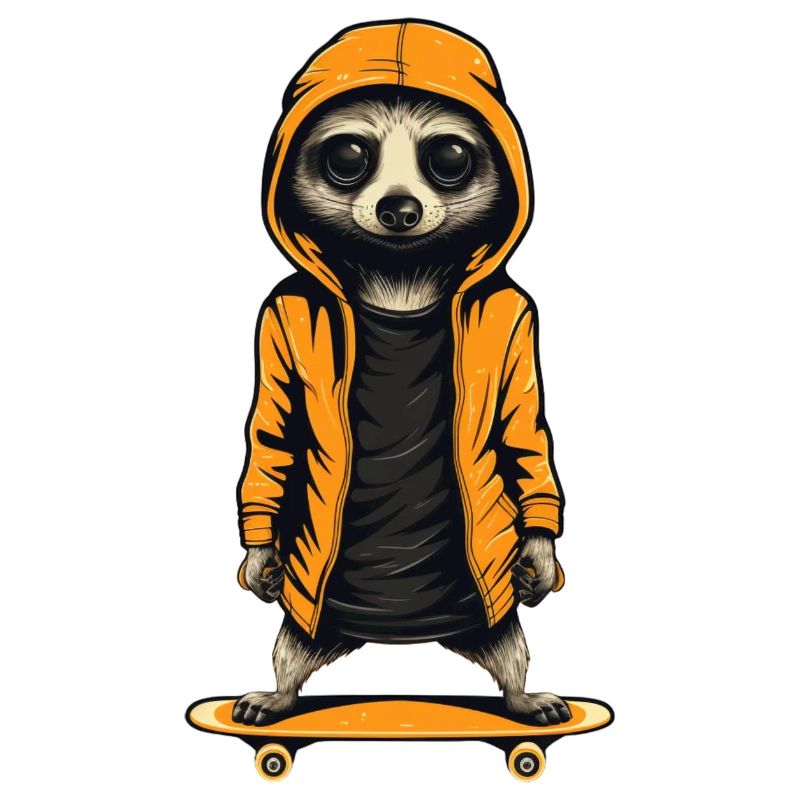 Suricates patinant sur planche à roulettes