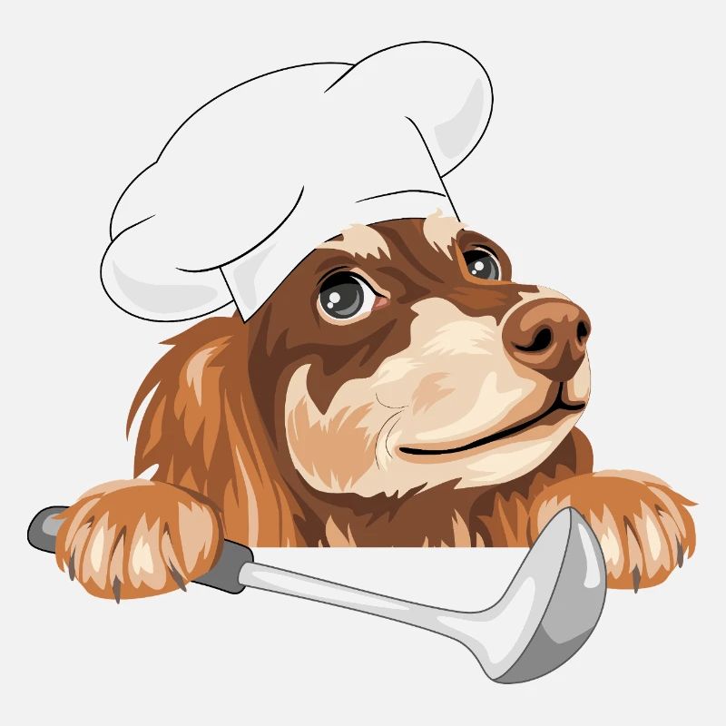 Träumender Dackel Koch mit Schöpfkelle