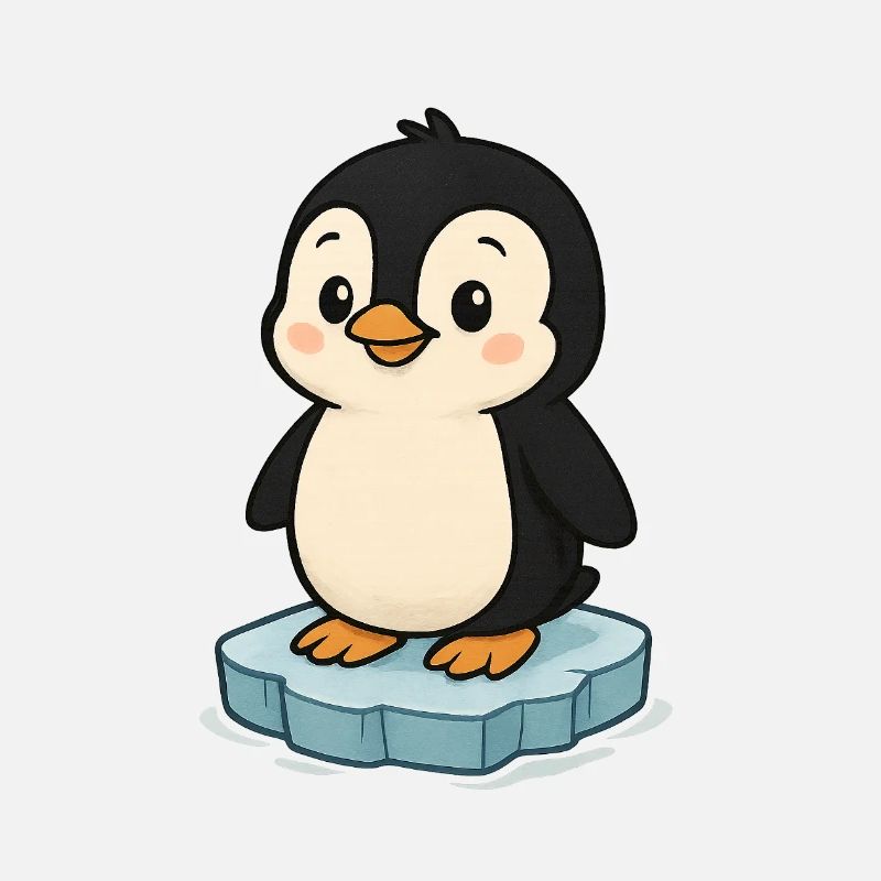 Pingouin mignon sur bloc de glace
