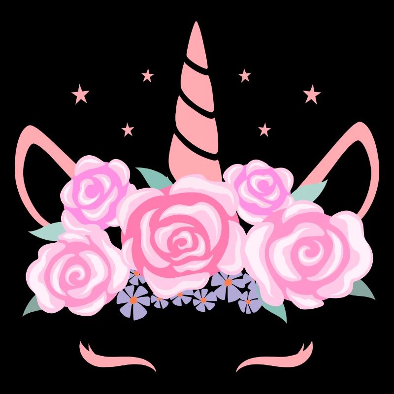 Unicorn Face - Einhorn Gesicht mit Blumenkranz