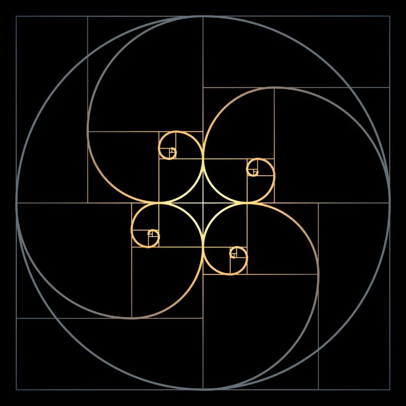 Fibonacci spirals golden section geometry Phi