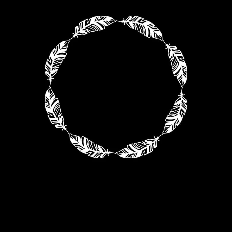 Outline Circle Frame Feather Feather Design