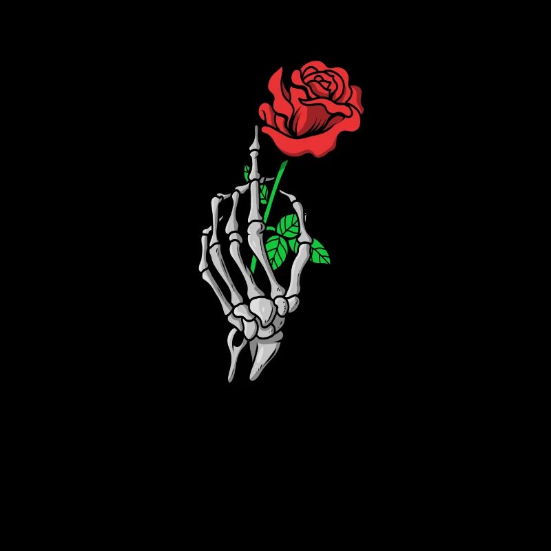 Skeleton hand red roses tattoo style bone hand