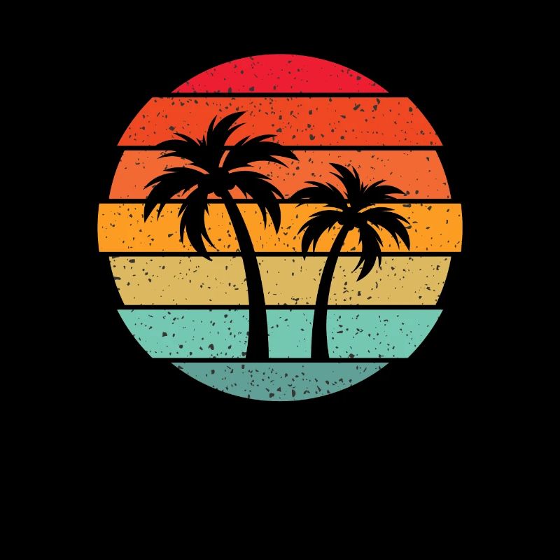 Cadeau de vacances de plage tropicale de style rétro de palmier