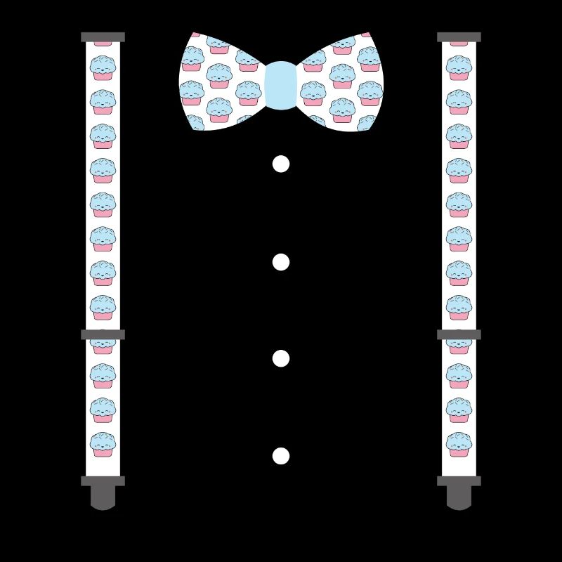 Bow tie and suspenders with muffin pattern