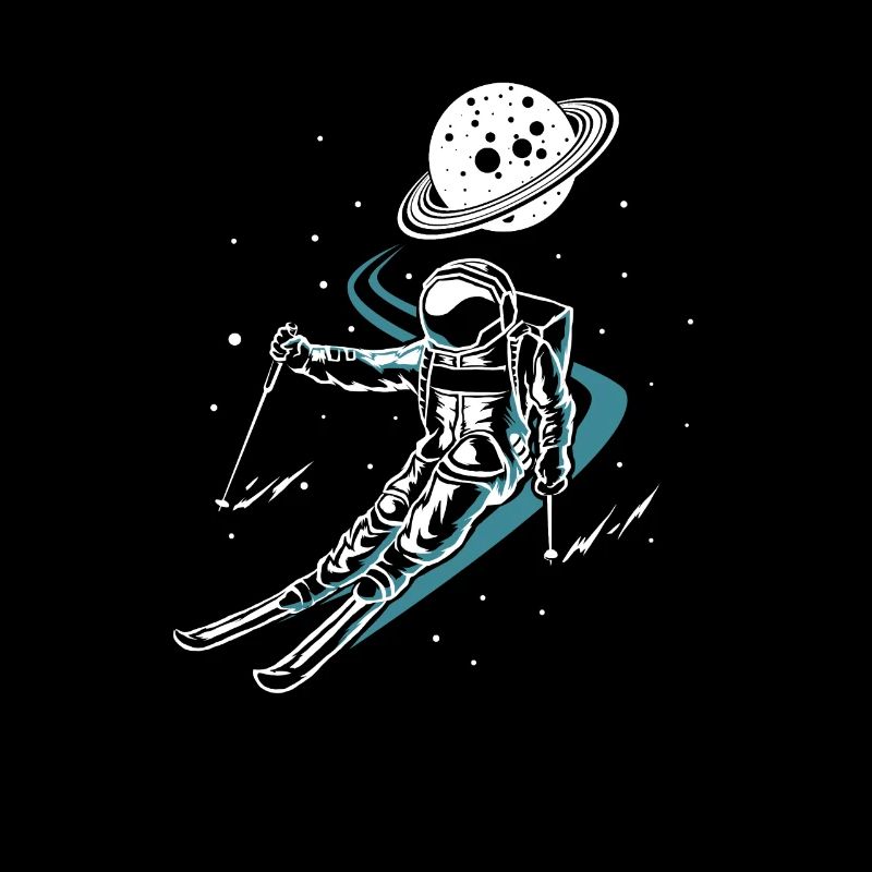 Astronaut In Space With Ski Funny Skiing
