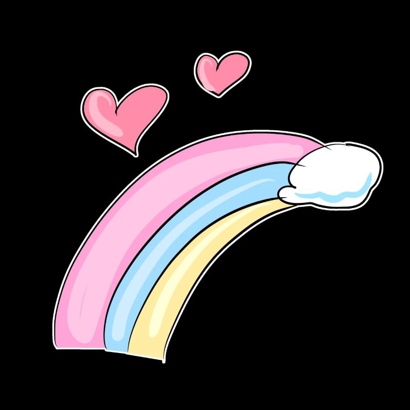 symbole de dessin animé de nuage de cœurs arc-en-ciel