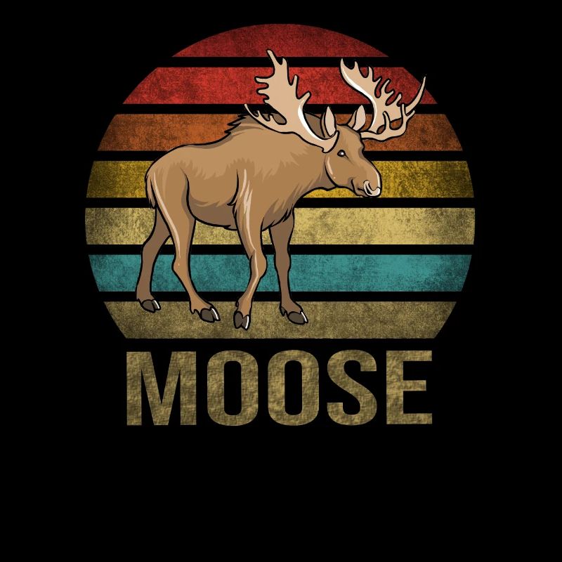 Moose Elk Deer Animal Retro Sunset