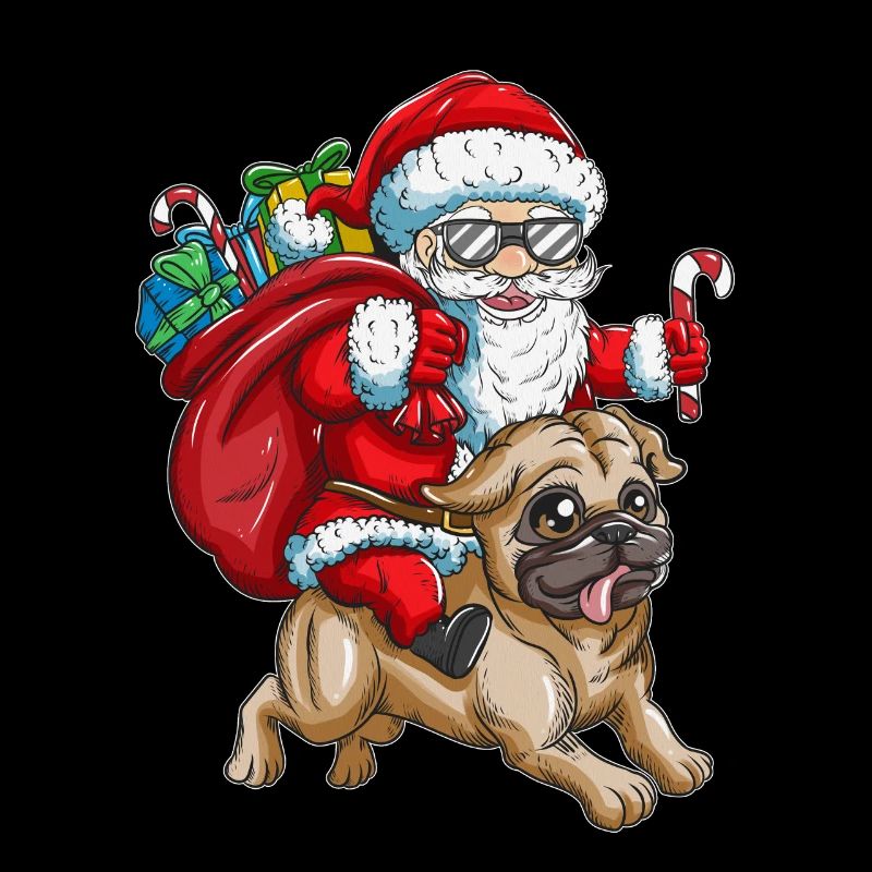 Mops Weihnachtsmann mit Geschenken Weihnachten