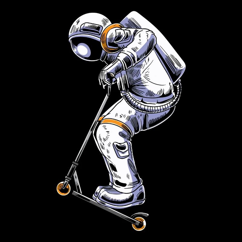 Scooter Kickroller Fahrer Scootering Astronaut