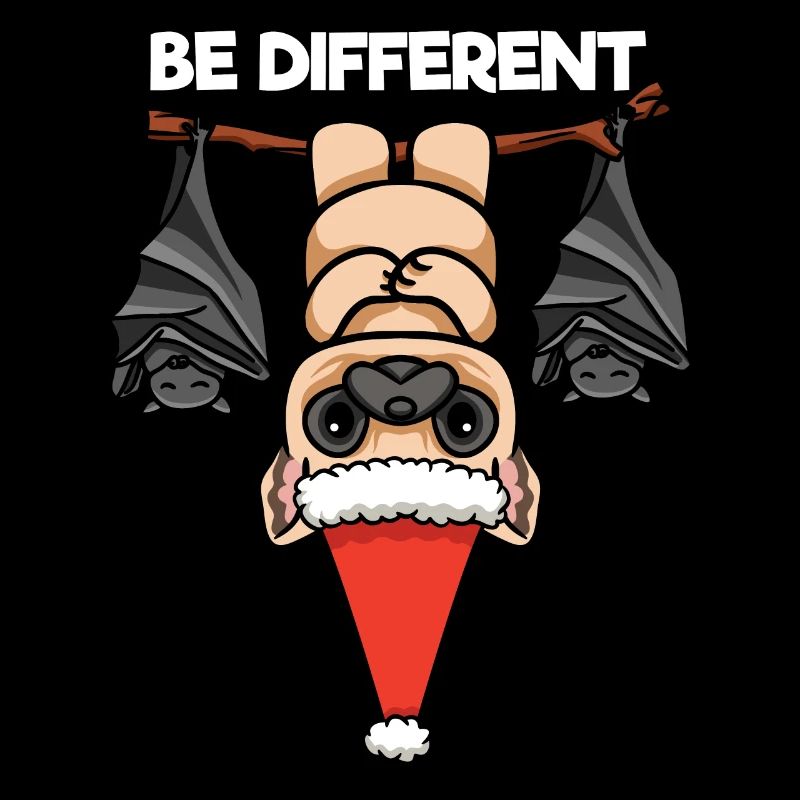 Be Different Pug Bat Santa Claus