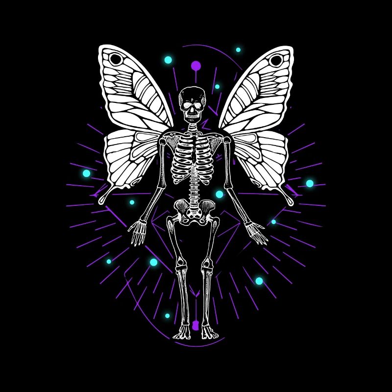 Skeleton Butterfly Dripping Skull Goth