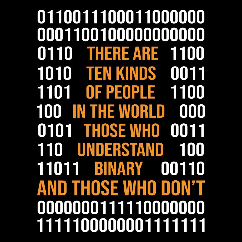 Programmation de code binaire Il existe 10 types de Peop