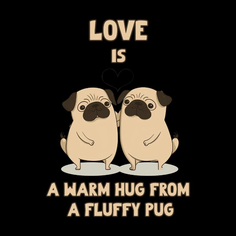 Love is a warm Hug from a fluffy Pug