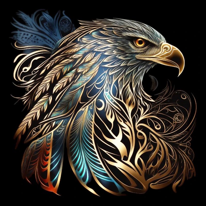 Eagle Eagle Head Feathers Tribal Tattoo Style Bird