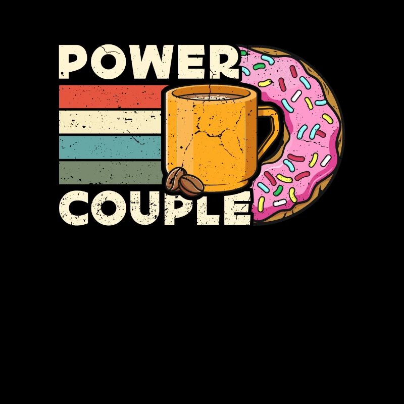 Coffee & Doughnuts Power Couple Retro Coffee Lover