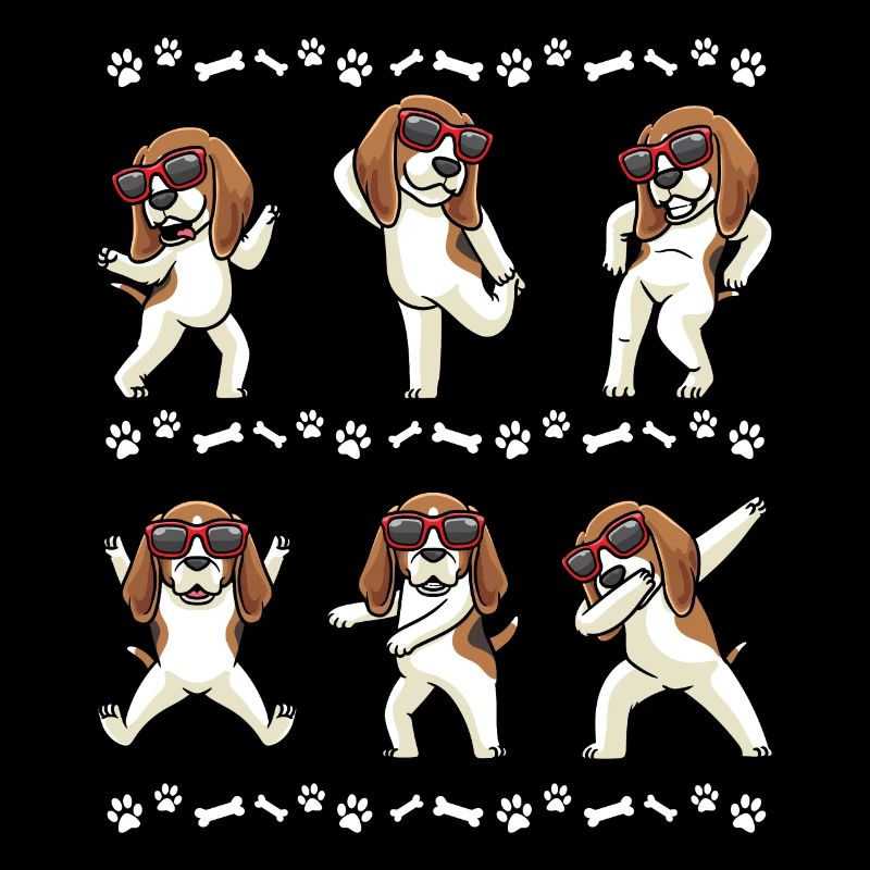 Beagle dog dancing with sunglasses