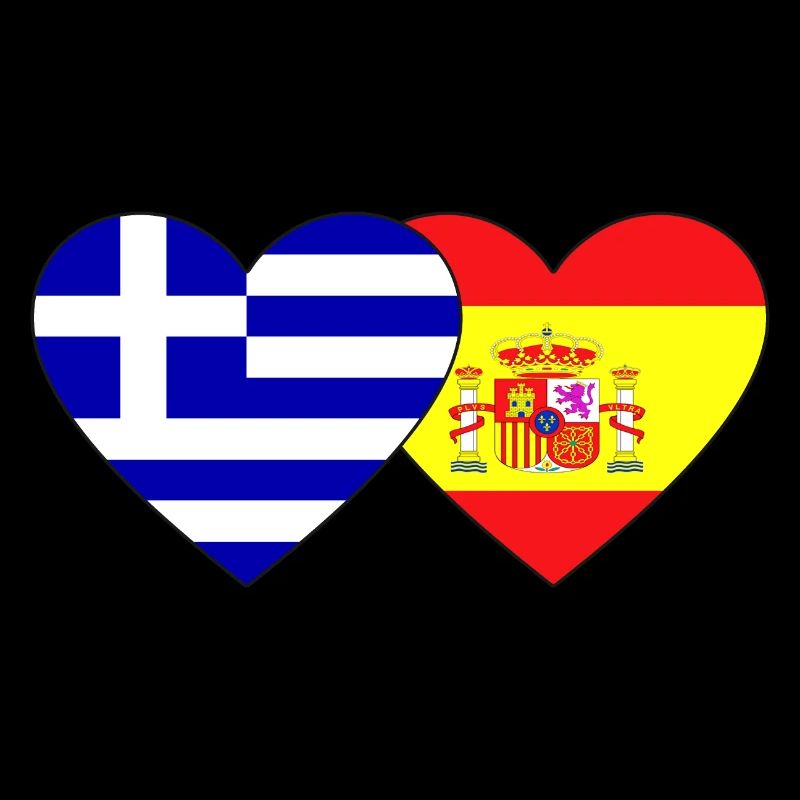 Greece Spain Flag Heart