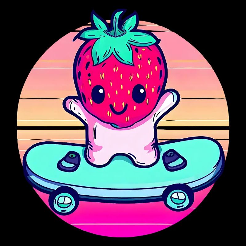 Strawberry skateboard in sunset