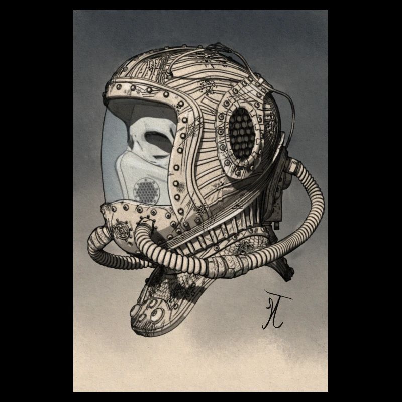 Old Space Helmet monochromatic