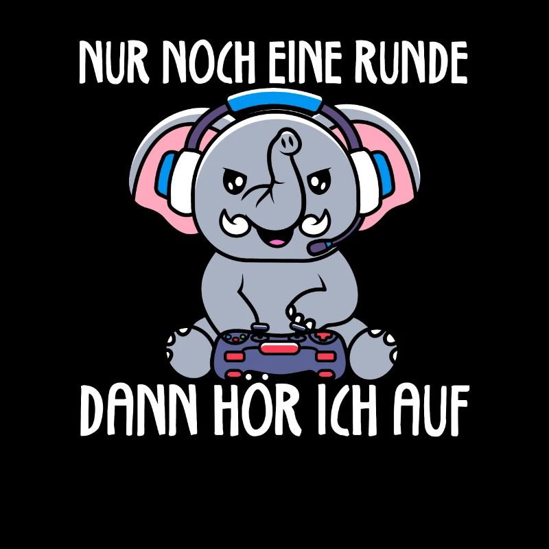 Nur Noch Eine Runde Zocken Gamer Elefant