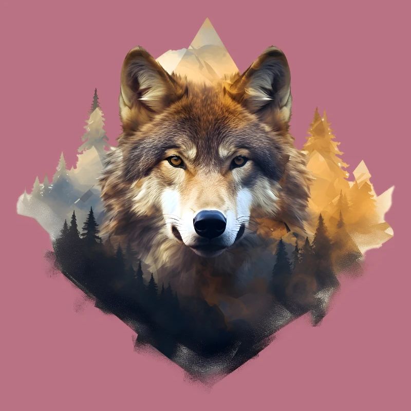 Wolf mit Bergen