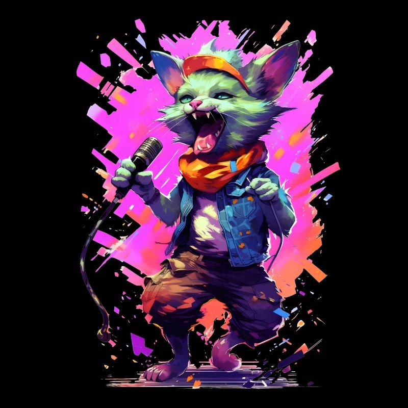 Singing cat with microphone