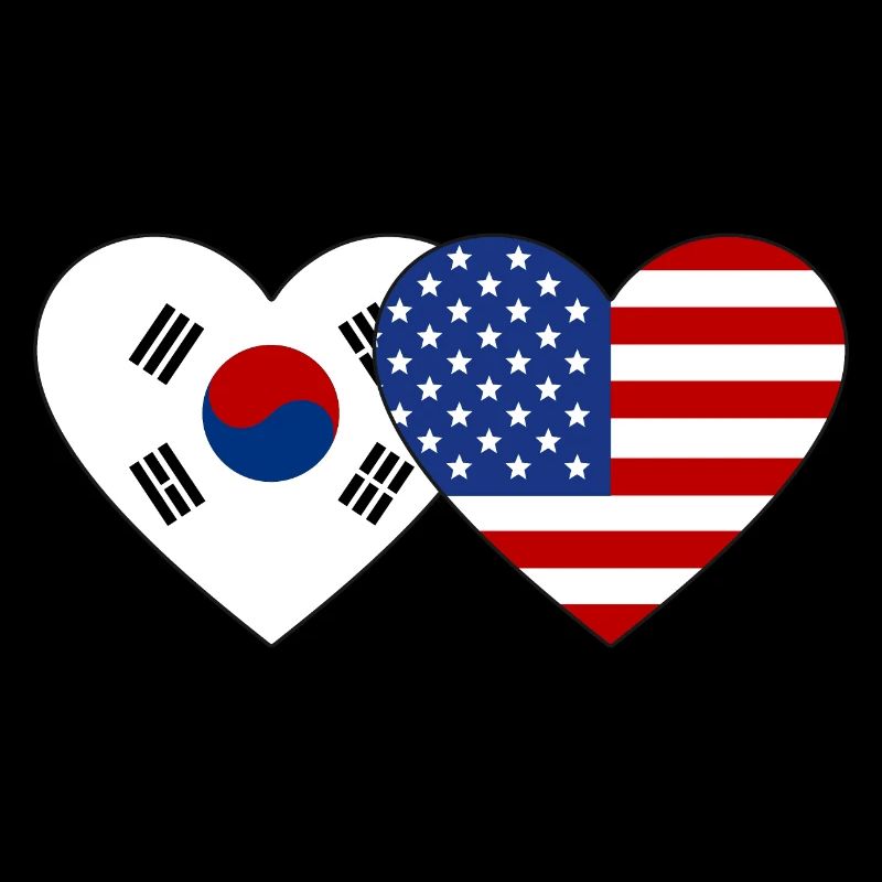 Corée du Sud États-Unis Flag Heart
