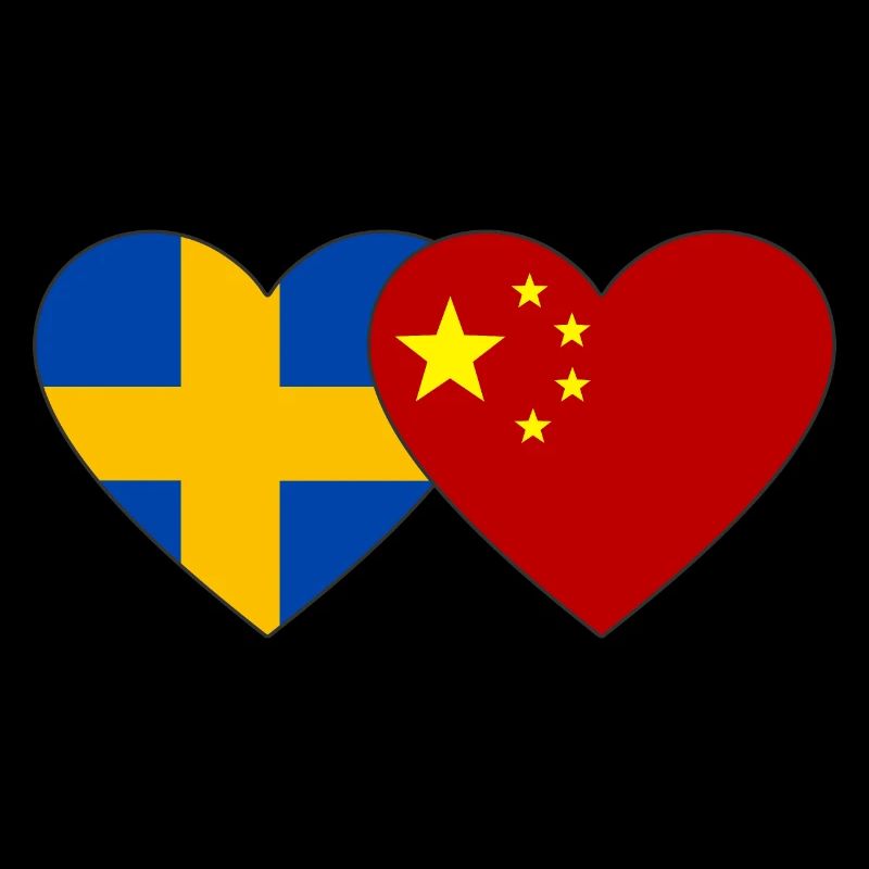 Suède Drapeau du cœur de la Chine