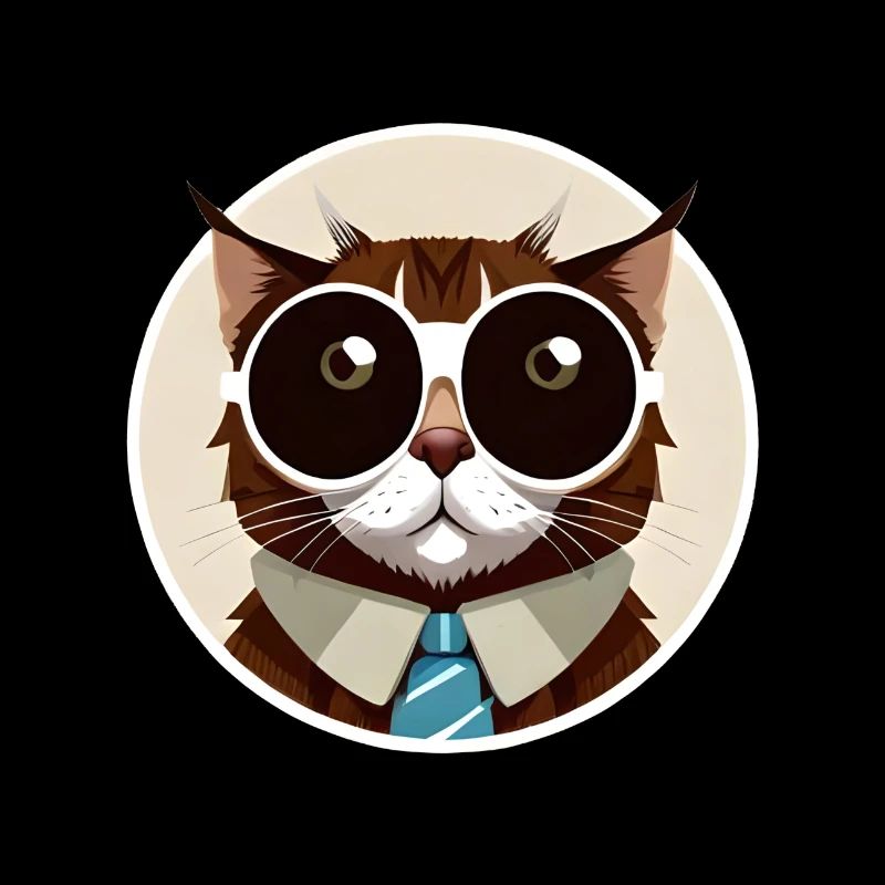 Chat rond mignon à lunette